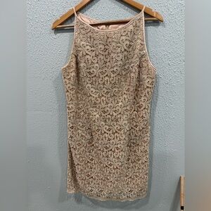 Vintage Jessica McClintock Dress
Women's 12 Gold Lace Eyelet
Metallic Sleeveless